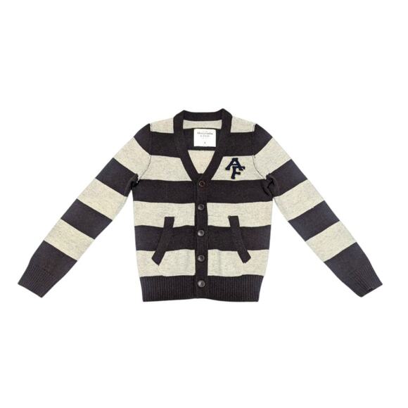 Abercrombie and Fitch New York Wool Cashmere Striped Cardigan Sweater Preppy Top - Picture 1 of 5